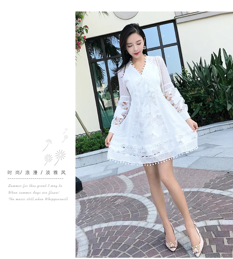 High quality luxury runway new arrive sexy deep V-neck Lave dress women Puff Sleeve party Dresses vestidos