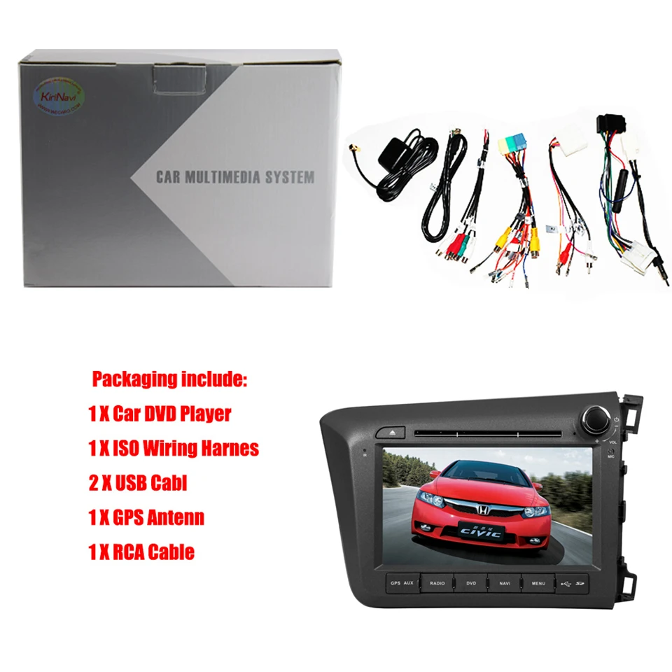 Best KiriNavi Octa core 4G LET android 7 car multimidia autoradio for Honda Civic navigation gps radio 2012 - 2015 support 4K 4G 5