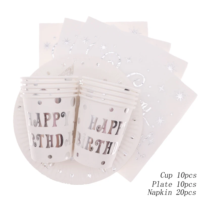 Фольгированный Серебряный бумажный стаканчик бумажное полотенце Поставки детский день рождения праздник Выпускной тема Свадебная вечеринка украшения