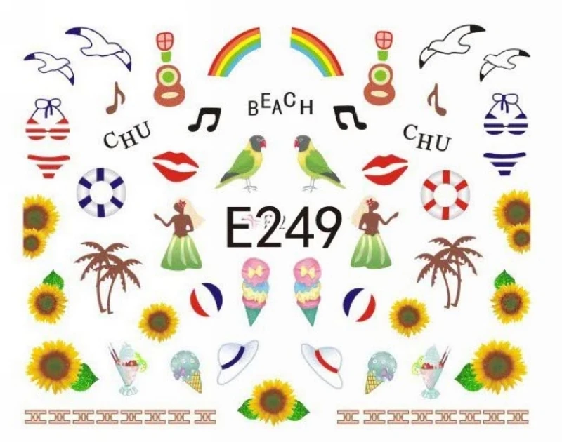 

11 PACKS / LOT 3D SIMULATION BEACH CONCH FISH PALM TREE BIRD HAWAII NAIL TATTOOS STICKER E248-258