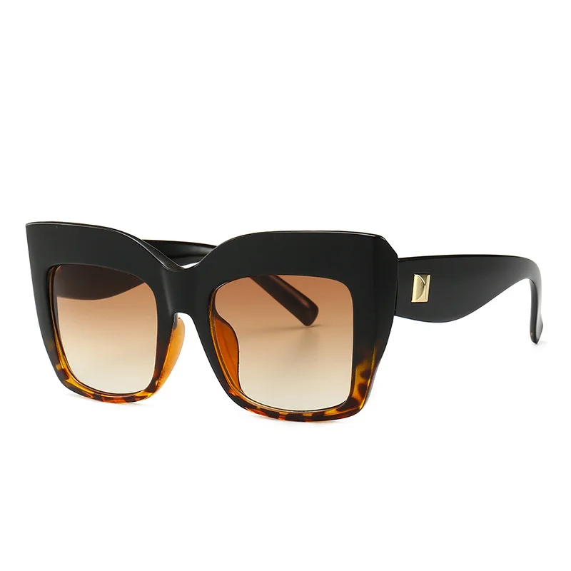 Роскошные брендовые дизайнерские женские негабаритные солнцезащитные очки кошачий глаз, Женские винтажные солнцезащитные очки для женщин, солнцезащитные очки UV400 oculos de sol - Цвет линз: Black Tea