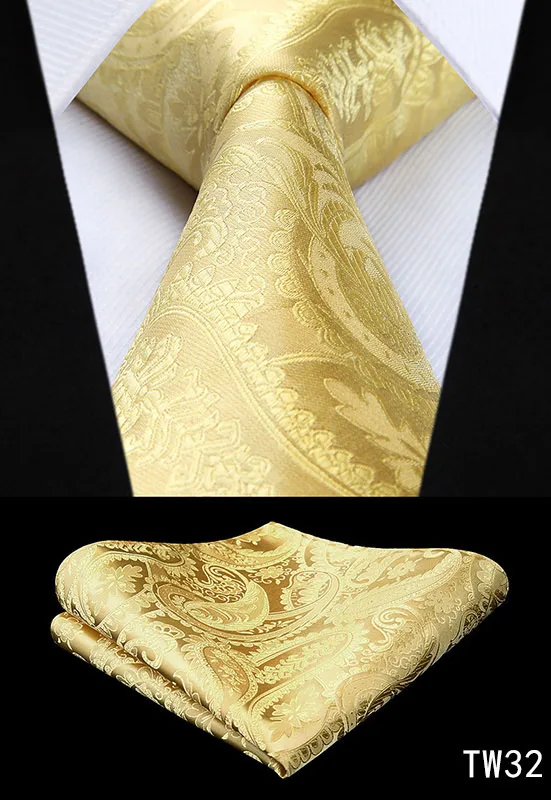 Hisdern Шелковый Свадебный галстук-бабочка нагрудный платок для дружки твердый Пейсли Набор платков и галстуков в шахматную клетку 8,5 см подарок TW - Цвет: TW32