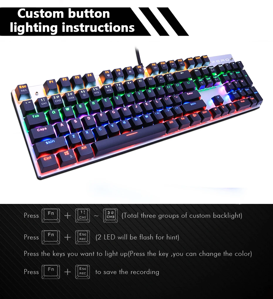 Metoo  Edition Mechanical Keyboard 87 keys Blue Switch Gaming Keyboards for Tablet Desktop  Russian sticker