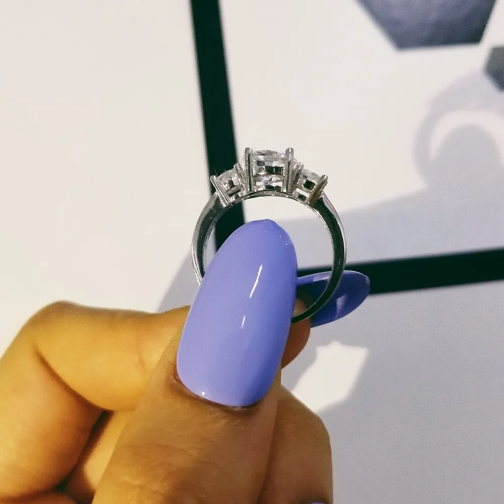 solid Three Stone 925 Sterling Silver Engagement Rings Fashion Style 3 Carat Cubic Zirconia Rings Jewelry sepcial unique R1597