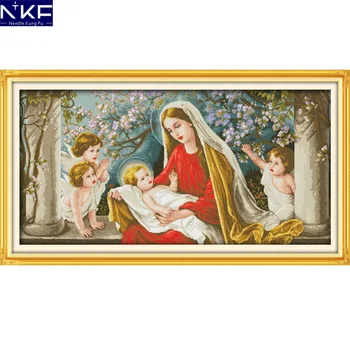 

NKF Madonna and child figure style needlepoint embroidery kits religious counted cross stitch patterns for home decoration