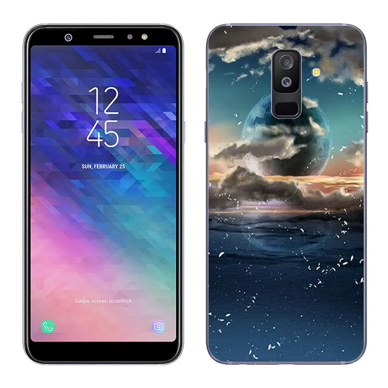 Чехол для телефона Samsung Galaxy A6 + (2018) прозрачные гелевые Чехлы блестящие окрашенные