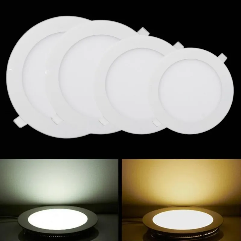 New Ultra Thin Led Panel Light AC 110V 220V Ceiling Downlight Round LED Recessed Light Flat Lamp Panel Light 3w 6w 9w 12w 15w