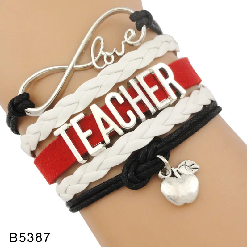 Бесконечность любовь к учению подарок для учителя детский сад наука особые потребности Математика помощник учителя кожаные браслеты для женщин - Окраска металла: B5387