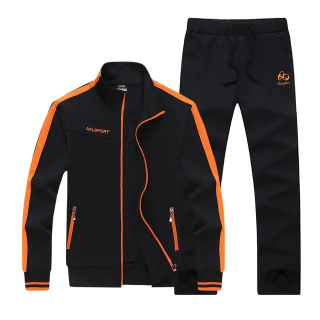 Plus Size 3XL Outdoor Mens Sport Suit Spring Autumn Clothing 2pcs Set