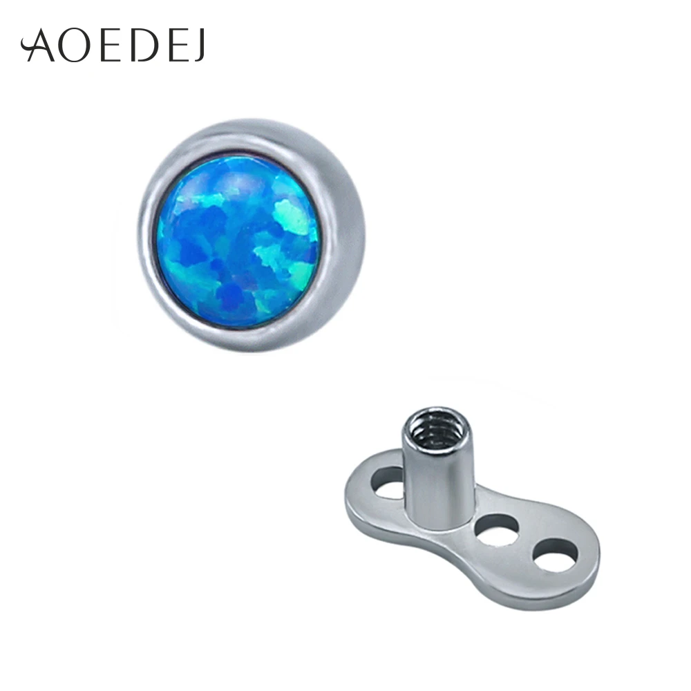 AOEDEJ Fire Opal Stone Micro Skin Diver Dermal Anchor Stainless Steel