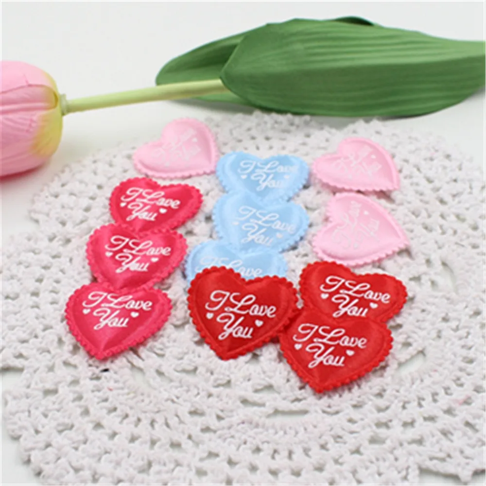 100Pcs Silk Sponge Satin Fabric Cute Heart Petals Wedding Confetti DIY Romantic Heart Cloth Decorations Scrapbook Accessories