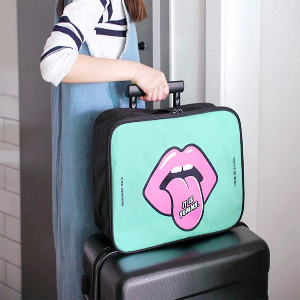 

Cartoon Big Mouth Waterproof Packing Cube Women Travel Luggage Bag Hand Storage Bag Large Capacity Handbag Trolley Suitcase