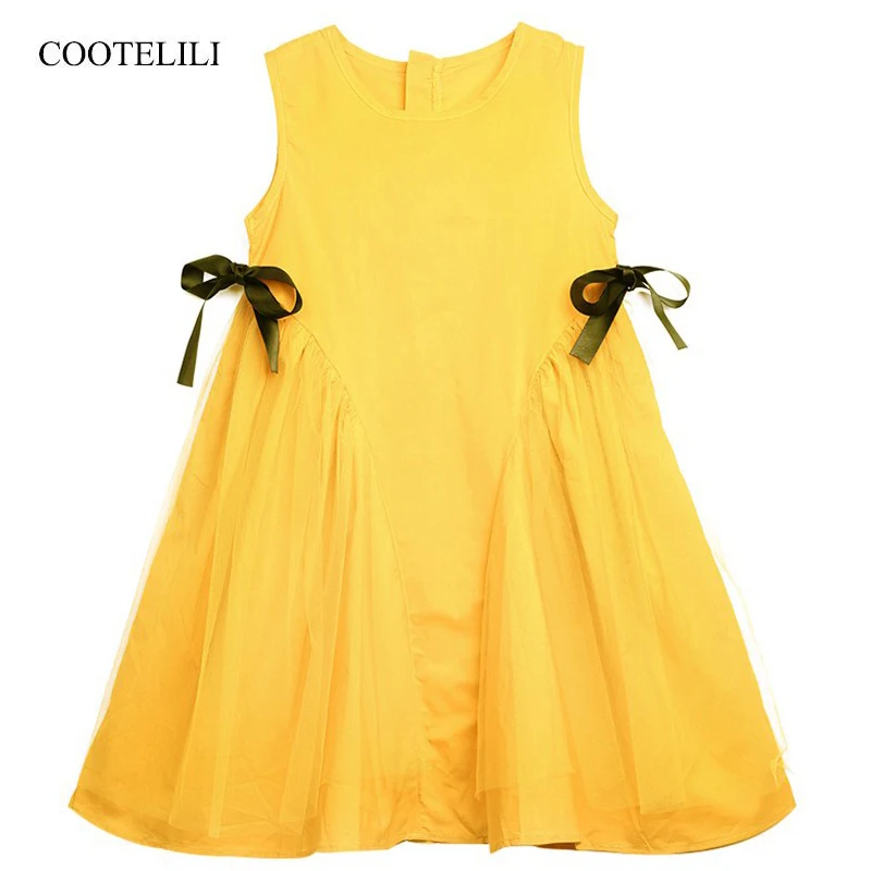 COOTELILI Cute Beach Girl Dress A-Line Kids Girl Dresses For Party And Wedding Yellow Daughter Dresses Children Clothing  (11)