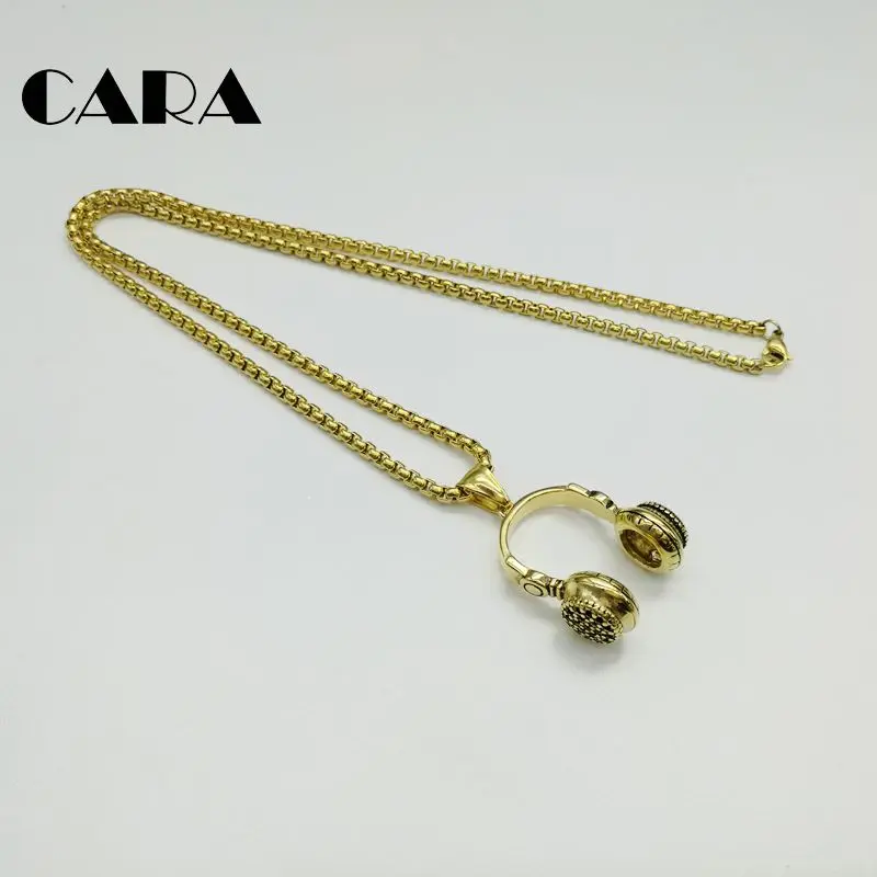 Hip Hop Jewelry Men Necklace 316L Stainless Steel Music Headphone Pendant Necklaces 2019 Fashion Cool Mens Jewelry CARA125