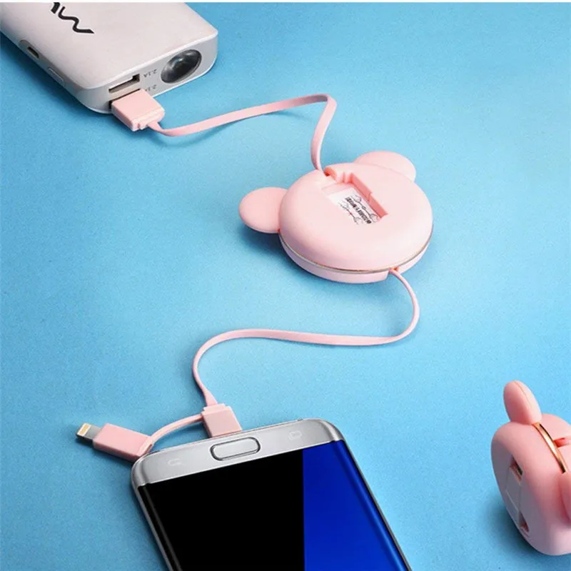 Usb Extension Cable 3.0 Cable charge cable android Cute Bear 2 in 1 Charging Portable Charging Line usb usb IOS Android