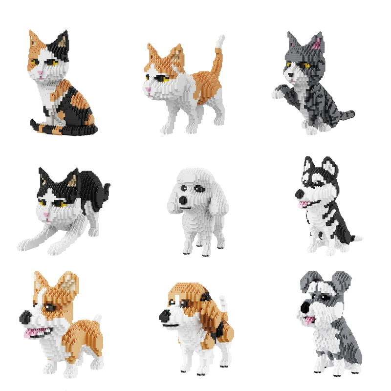 

Finger Rock Diamond Building Blocks Cat Dog Model 1000+pcs Educational Puppy Building Bricks Enlighten Children Blocks DIY Toys
