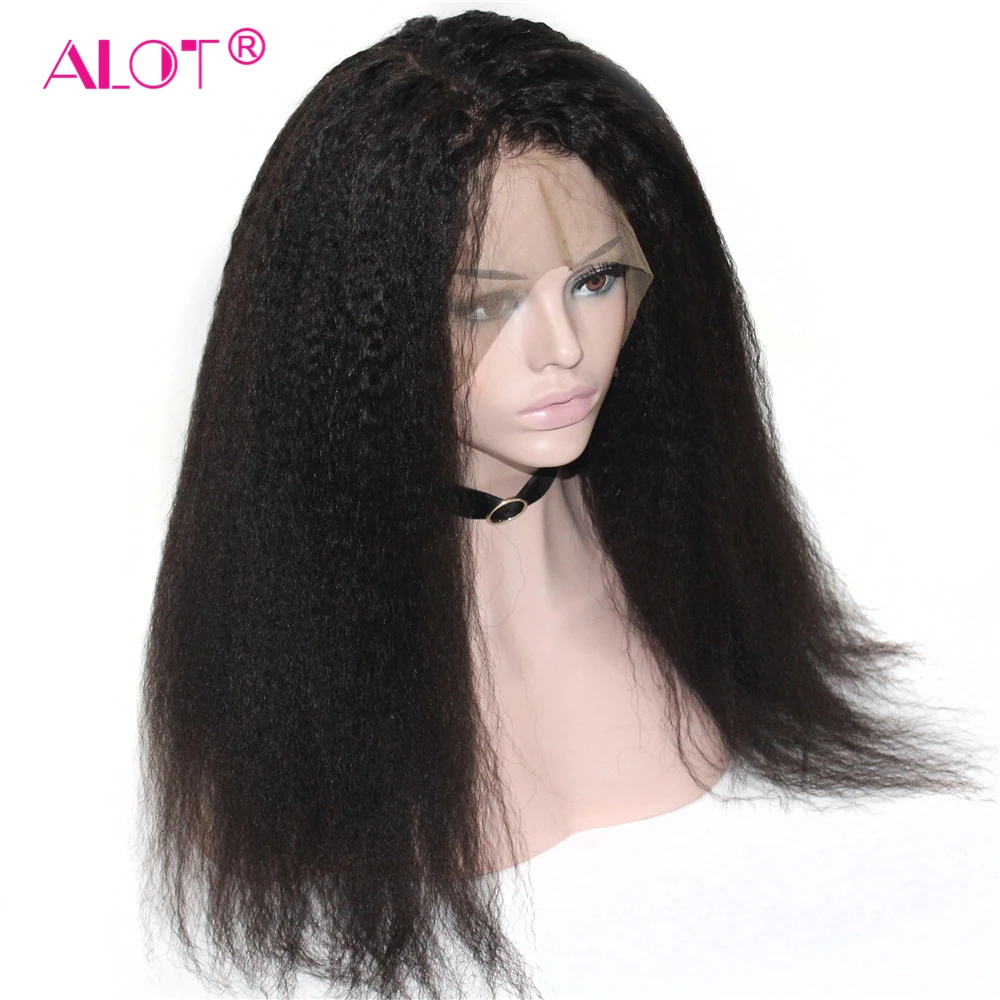 Lace Wig Pre Plucked With Baby Hair Brazilian Remy Kinky Straight Human Hair Wigs Glueless 13x1 Lace Part Wigs 180% 10-28 Inch