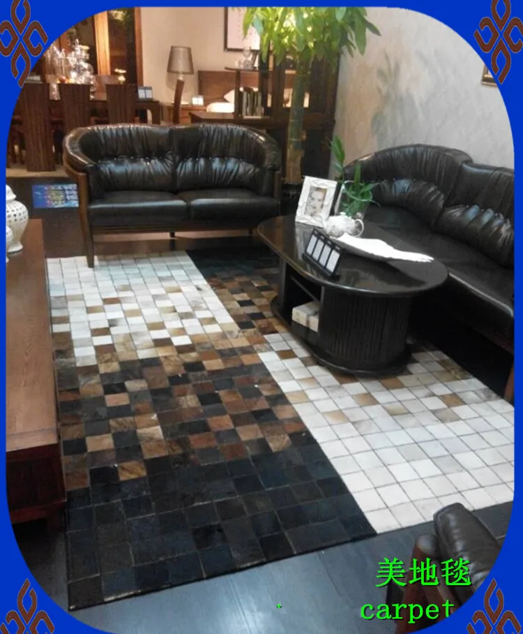 

Fashionable art carpet 100% natural genuine cowhide leather viscose carpet