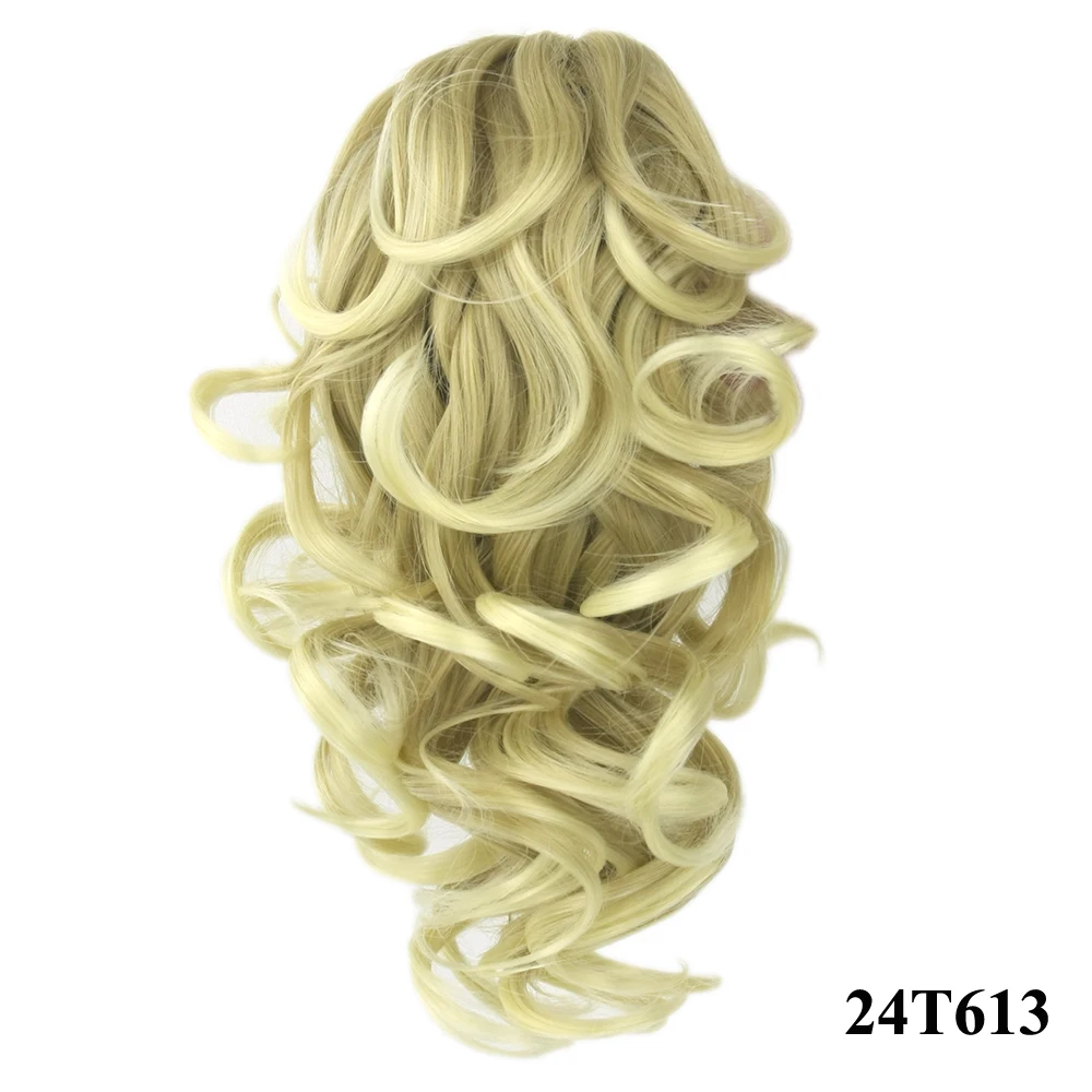 8 Colors Short Curly Hairpiece Synthetic Hair Blonde Burgundy Clip In Hair Extension Little Pony Tail Claw Ponytails