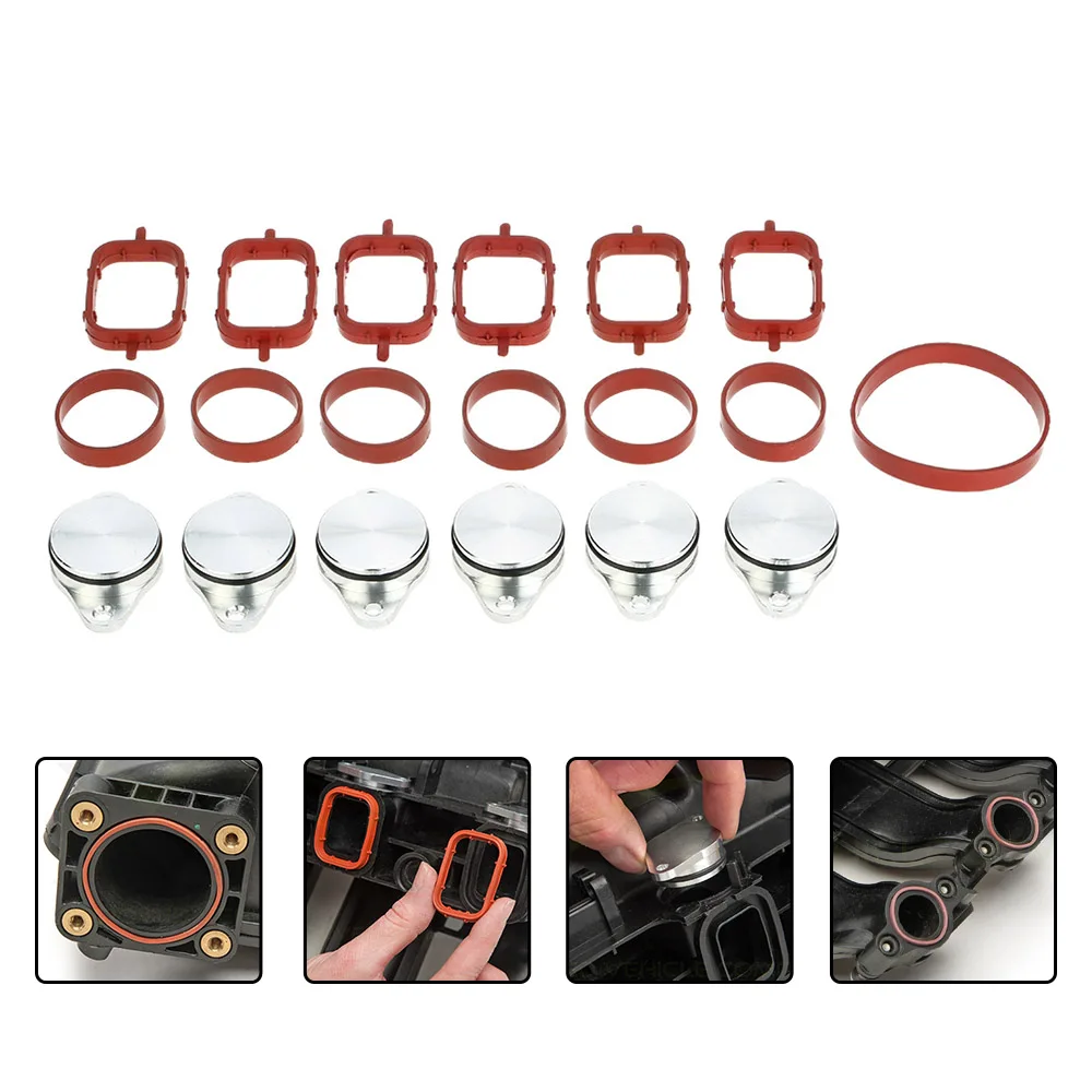 

6 PCS 33mm Diesel Swirl Flap Blanks Replacement Bungs with Intake Manifold Gaskets for BMW 320d 330d 520d 525d 530d 730d