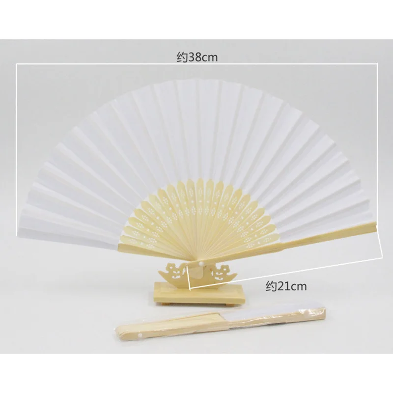 1Pc 21cm Summer Chinese Hand Paper Fans Pocket Folding Bamboo Fan Wedding Event Party Favor Decoration Supplies