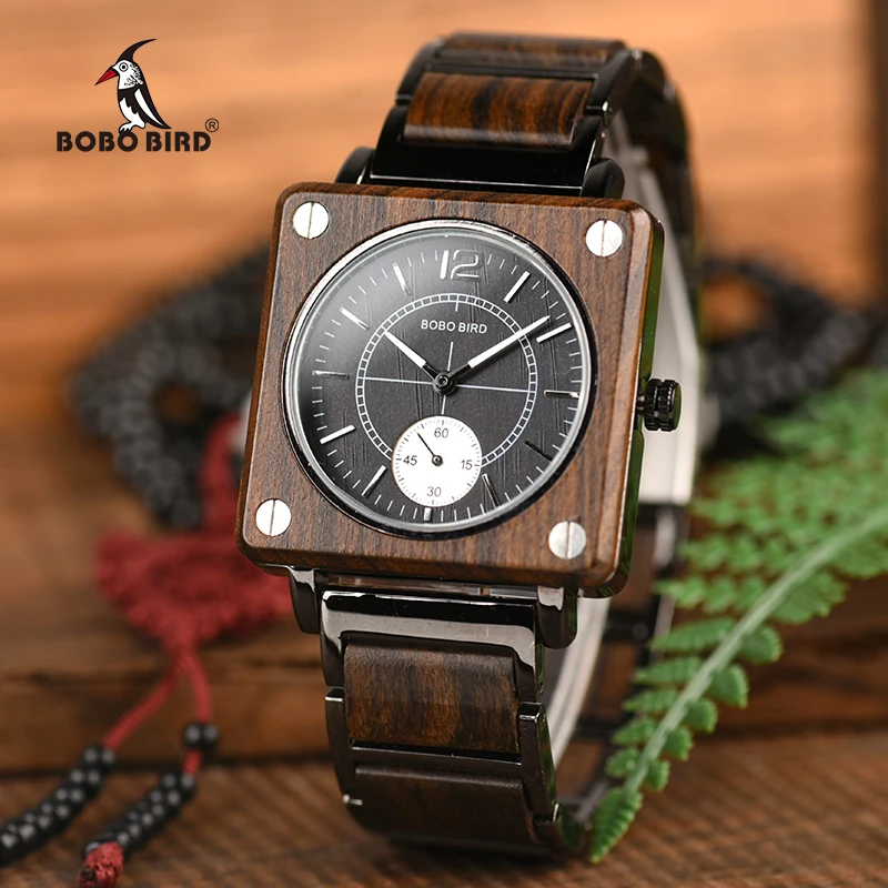 BOBO BIRD Men Watch relogio masculino Classic Wood Metal Wristwatch Creative Fashion Design Quartz Watches Handsome Gift C-R14