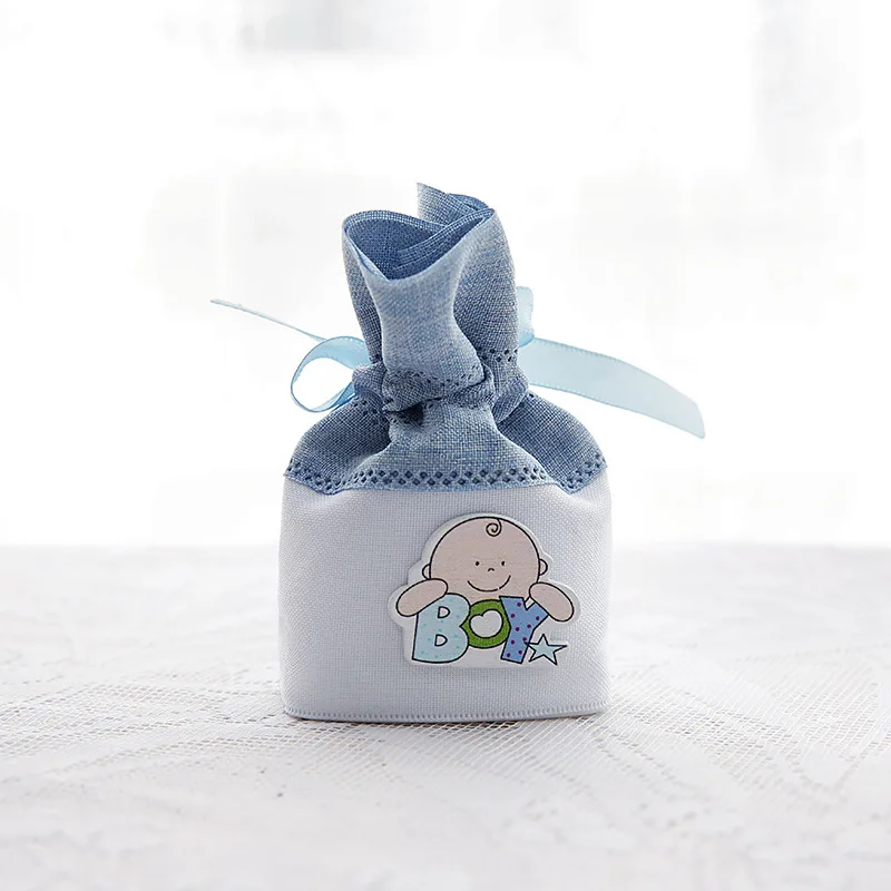 

100pcs/lot 6*4*10cm Cute Baby Boy Girl Drawstring Pouch Candy Bags Gift Packaging Bag Baby Shower Party Favor Holder ZA4421