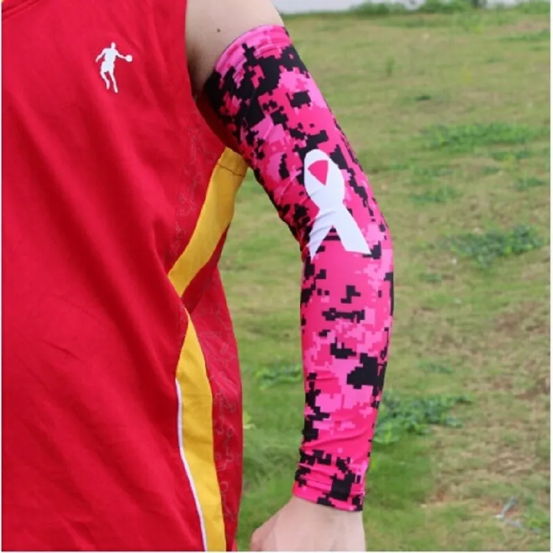 Новое поступление полностью розовый раковая грудная лента рукав циклинговый спортивный рукав цифровой камуфляж Элитный бейсбол