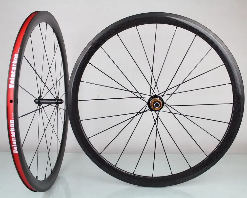 38mm Carbon Wheelset Clincher 700C Full Carbon Wheels Road Bicycle Wheelset 3K Finish 23mm Width