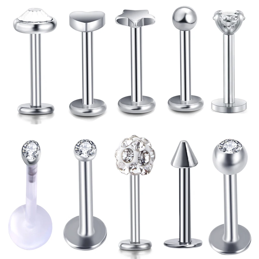 

JUNLOWPY 1pcs Crystal Labret Monore Rings Lip Piercings Star Orelha Cartilage Ear Helix Stud Tragus Barbell Body Jewelry Earring
