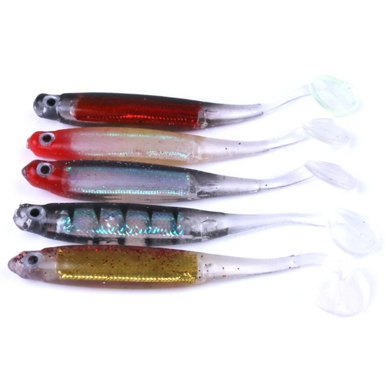 10 unids/set señuelo suave Pesca señuelo de Pesca Artificial 52g Japón señuelo gusano nadador Jig cabeza mosca Pesca silicona goma peces