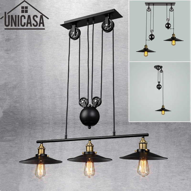 Loft vintage pendant lights Bar Kitchen Home Decoration E27 Edison Light Fixtures Iron Pulley Lamp Nordic Industrial Retro Loft vintage pendant lights Bar Kitchen Home Decoration E27 Edison Light Fixtures Iron Pulley Lamp Nordic Industrial Retro