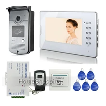 ENVÍO LIBRE Nuevo Cable de 7 pulgadas de Color de Vídeo Puerta Timbre Del Teléfono Sistema de intercomunicación 1 Cámara + 1 Monitor en Blanco RFID + Control Remoto Control