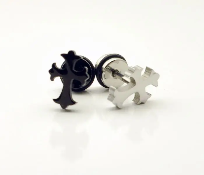 Screw flower cross titanium stud earring stainless steel earrings stud earring 2171in Stud