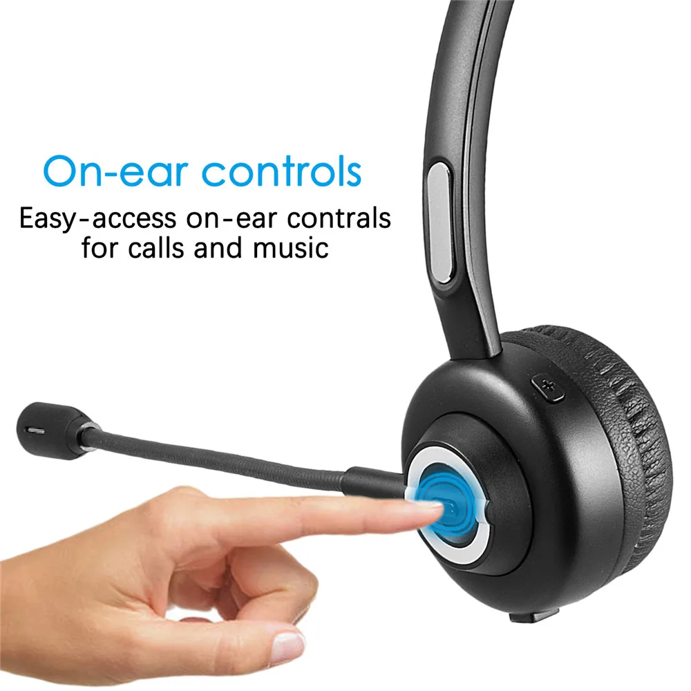 Wireless over head headphone noise canceling hands free call headset with microphone for truck driver