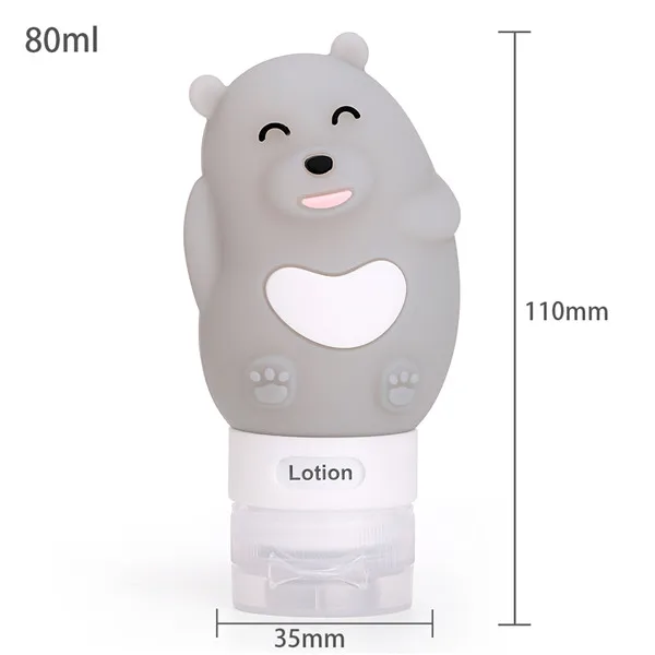 Liplasting Dropshipping 1 шт. портативная многофункциональная бутылка для моделирования мультяшных животных силиконовый контейнер для жидкого макияжа с героями мультфильмов - Цвет: Grey Bear 80ml