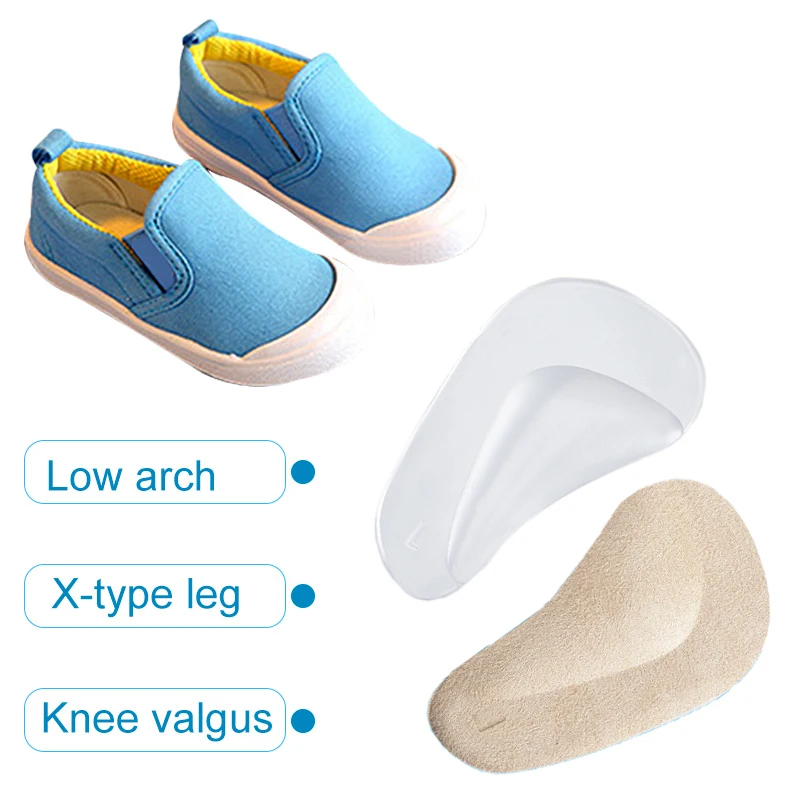 2 пары силиконовых гелевых детских стелек для детей Детская плоская нога ортопедическая обувь с поддержкой свода стопы ортопедический корректор плоскостопия уход за обувью