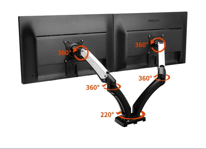 NB F180 27 дюймов воздушный пресс газовая стойка двойной экран ЖК-телевизор кронштейн duable usb кронштейн на руку 360 Поворот полный движения настольная поддержка