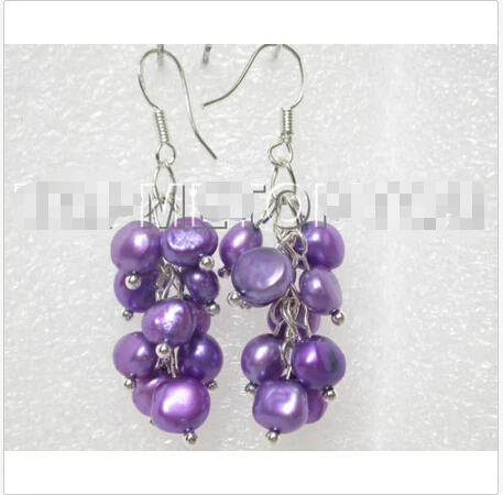 

Free shipping >>>>>>Charming! purple lavender Baroque pearls dangle earrings E415
