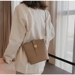 Корейский стиль сумка-мешок леди плечо Crossbody ремень сумки декоративной металлической пряжкой сумка женская обувь на застежке-молнии сумка