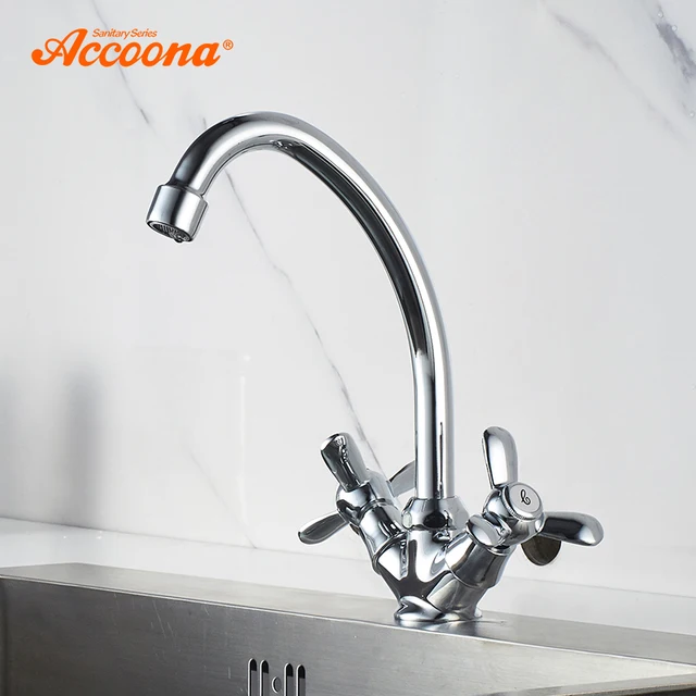 Best Quality Accoona Kitchen Faucet Sink Basin Faucet Swivel Spout Chrome Plated Spool Hot Cold Water Mixer Taps Kitchen Faucets A4079