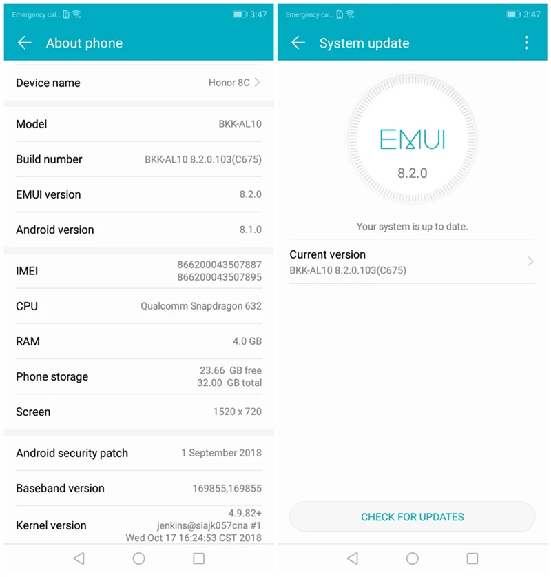 Смартфон Honor 8C глобальная версия экран 6.26'' Full HD процессор Qual comm Snapdragon 632 Android 8.1