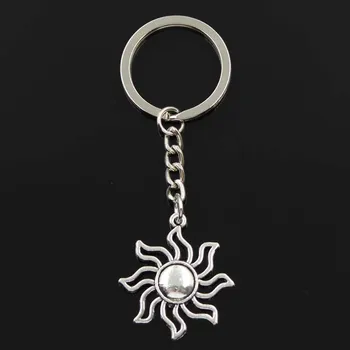 

Fashion Sun Sunburst 34x30mm Pendant 30mm Key Ring Metal Chain Silver Color Men Car Gift Souvenirs Keychain Dropshipping
