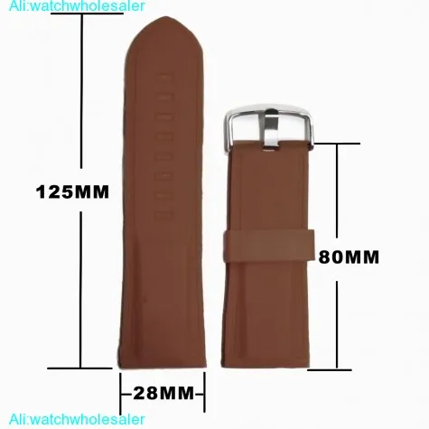 28mm Chocolate Color Silicone Jelly Rubber Unisex Watch Band Straps WB1054J28JB