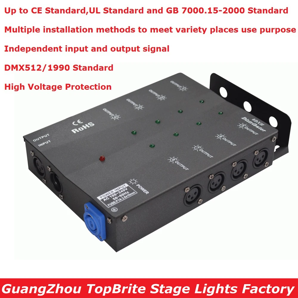 1 шт./лот картонная посылка DMX сплиттер DMX512 светильник сценический светильник s разделитель усилителя сигнала 8 способ DMX Дистрибьютор новое поступление