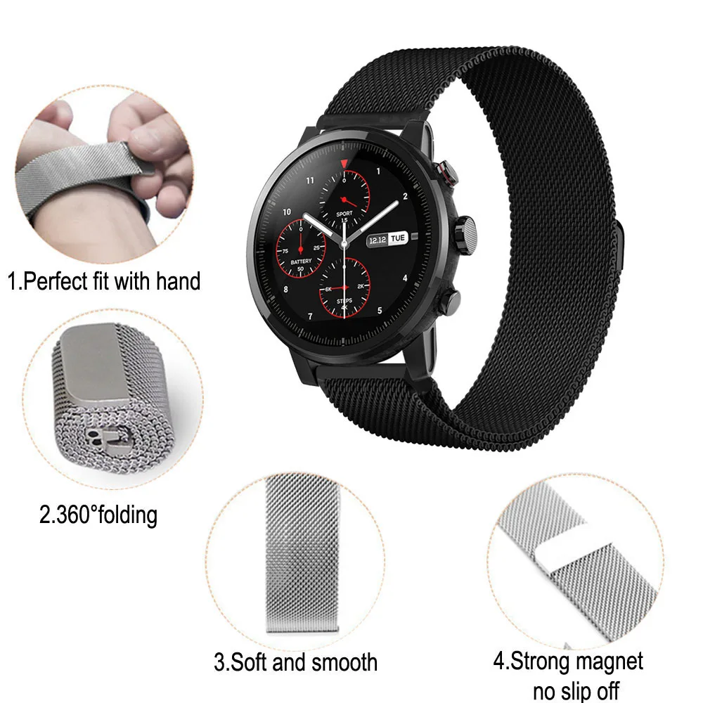 22 мм Huami Amazfit Stratos 2 ремешок Pulseira Amazfit Pace ремешок для часов Xiaomi Amazfit 2 ремешок металлический ремень из нержавеющей стали