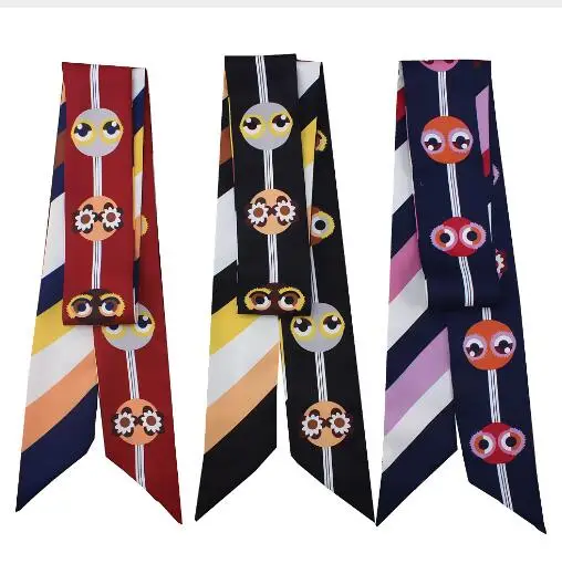 2018 New Bag Scarf Cartoon Small Silk Scarf For Women Little Monster