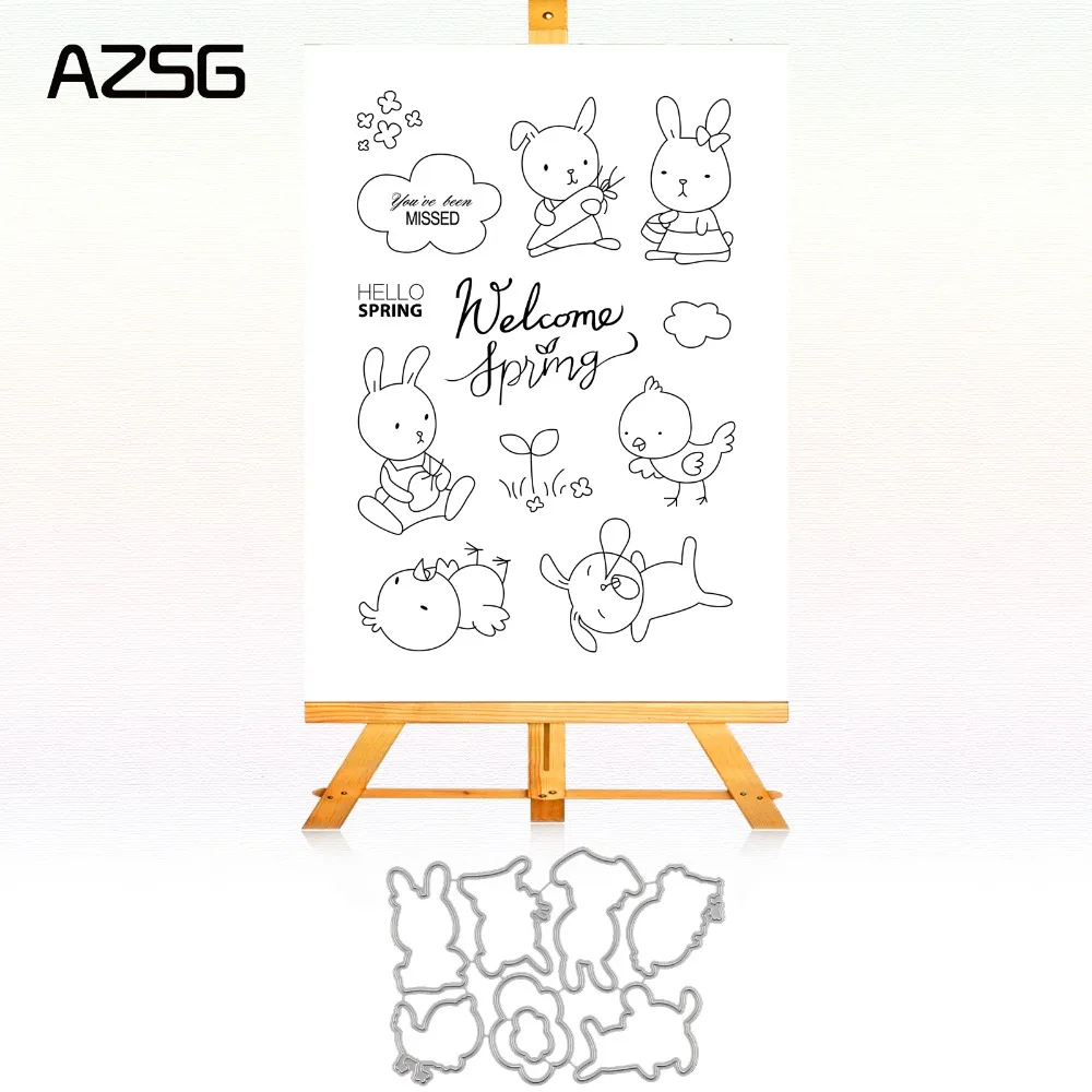 

AZSG Welcome Spring Scrapbook Cutting Dies Stencil Template for Scrapbooking Card Album Embossing Decor DIY Metal Crafts.
