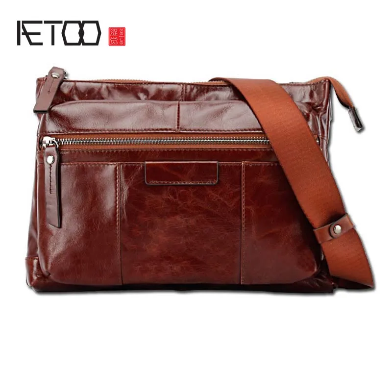 

AETOO Support custom leather men's handbag head layer leather large-capacity briefcase travel travel man bag computer bag