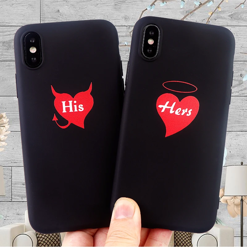 Пара телефонные чехлы для IPhone X XS MAX XR 6 S 7 8 Plus ангел и дьявол мягкий силиконовый